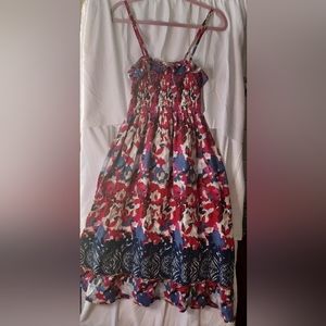 Smocked Abstract Floral Print Sundress by UNITI CASUALS